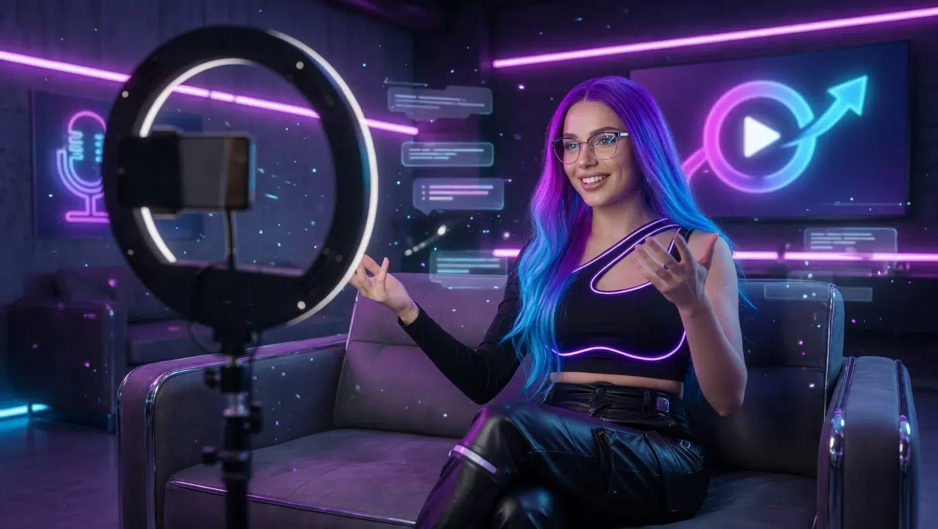 Streaming as a Business in 2026- A Creator's Blueprint Girl WIth Ring Light